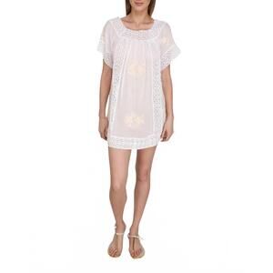 NEW FLORABELLA eze short sleeve mini dress in white